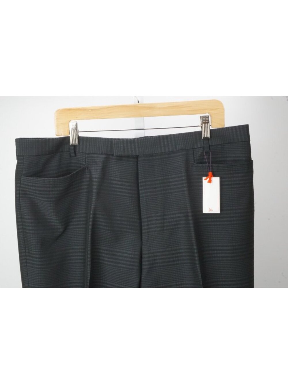 Isaia Black Jacquard Pattern Wool Blend Mens Dress Pants Sz 58 EU